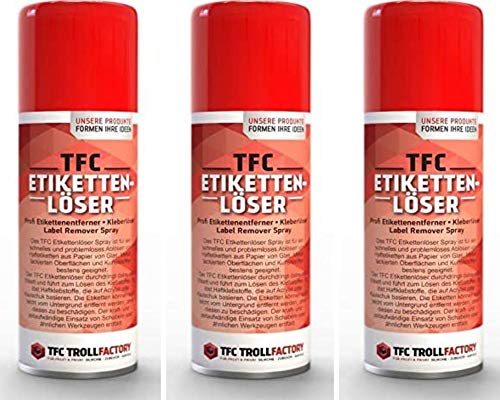 TFC Etikettenlöser I Etikettenentferner I Klebstoff & Aufkleber entfernen I Kleberlöser I Label Remover Spray I 3 x 500ml von TFC Troll Factory