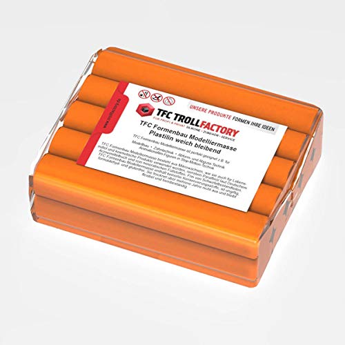 TFC Formenbau Modelliermasse orange Plastilin weich bleibend schwefelfrei - Größe: 5kg (5x1000g) von TFC Troll Factory