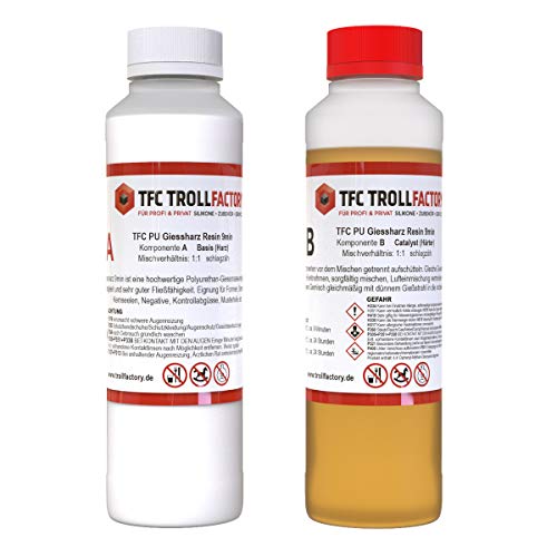 TFC Troll Factory PU Giessharz Resin 9 Min. I Zweikomponenten-Giessmasse, beige I dünnflüssig, 1 kg (2 x 500 g) von TFC Troll Factory