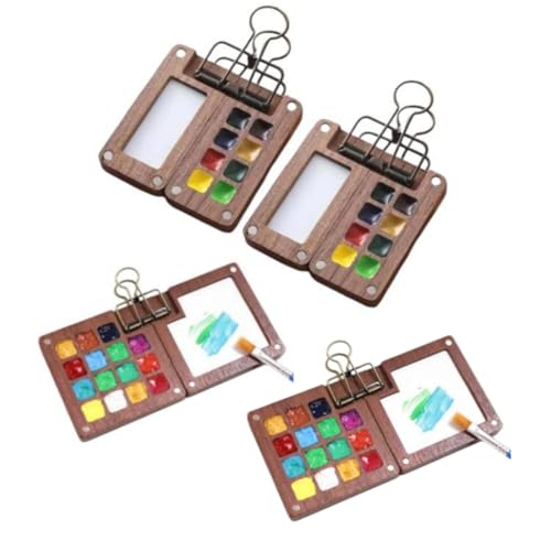 Tragbare Palette, Mini-Reise-Malset (8-teilig, 15-teilige Palette), Aquarell-Palette, Skizzenbuch-Palette, Reise-Malkasten (mit Metallclip), Aquarellstifte (2 Stück) von TFITBPYT