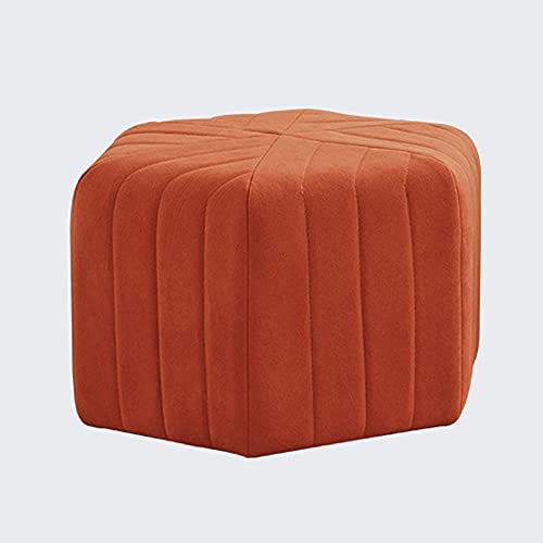 Fußhocker Nordeuropa Sechseck Hautfreundliche Schuhbank aus Samtstoff Für Wohnheim Wohnzimmer Fußstütze Kleine Fußstütze-Bohnensand 47x47x30cm Heimdekoration (Oranje 47x47x30cm(19x19x12inch)) von TFYSFSHN