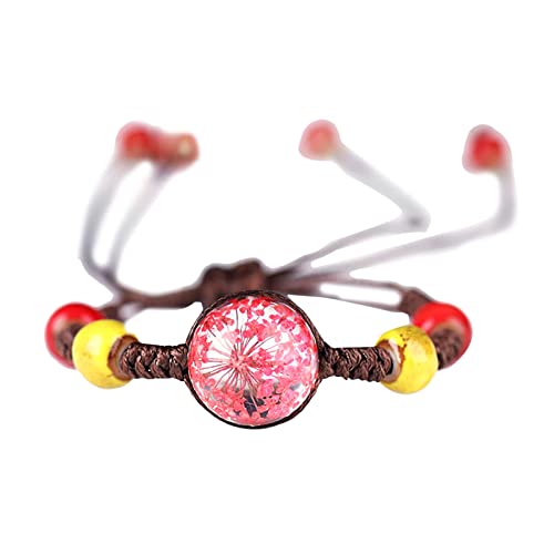 TFYSFSHN Armband aus Epoxidharz, gewebt, frische Blumen, handgewebt, getrocknete Armbänder, Box-Sets für Armband/Fußkettchen, Zinnober (Farbe: D, Größe: Einheitsgröße) (D von TFYSFSHN