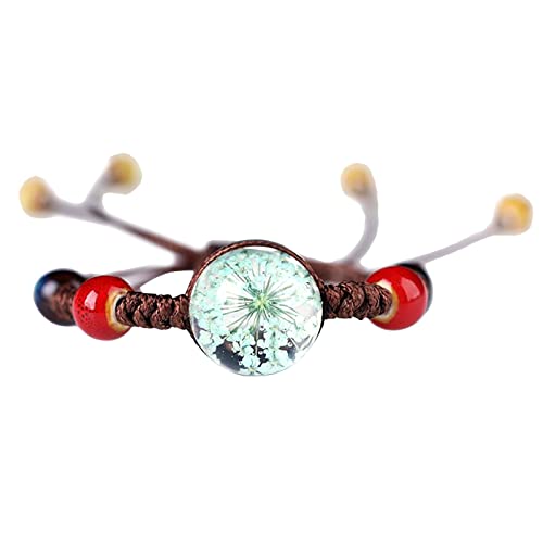 TFYSFSHN Armband aus Epoxidharz, gewebt, frische Blumen, handgewebt, getrocknete Armbänder, Box-Sets für Armband/Fußkettchen, Zinnober (Farbe: D, Größe: Einheitsgröße) (Grau von TFYSFSHN