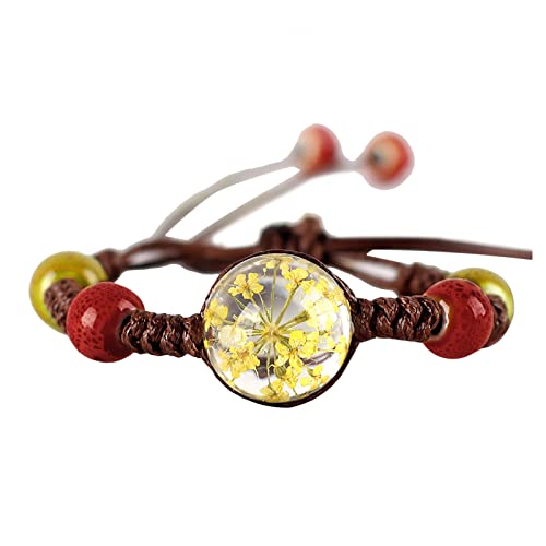 TFYSFSHN Armband aus Epoxidharz, gewebt, frische Blumen, handgewebt, getrocknete Armbänder, Box-Sets für Armband/Fußkettchen, Zinnober (Farbe: D, Größe: Einheitsgröße) (Marineblau von TFYSFSHN