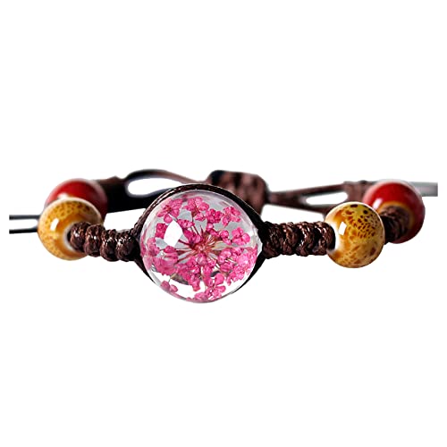 TFYSFSHN Armband aus Epoxidharz, gewebt, frische Blumen, handgewebt, getrocknete Armbänder, Box-Sets für Armband/Fußkettchen, Zinnober (Farbe: D, Größe: Einheitsgröße) (i von TFYSFSHN