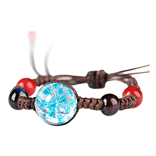 TFYSFSHN Armband aus Epoxidharz, gewebt, frische Blumen, handgewebt, getrocknete Armbänder, Box-Sets für Armband/Fußkettchen, Zinnober (Farbe: D, Größe: Einheitsgröße) (j von TFYSFSHN