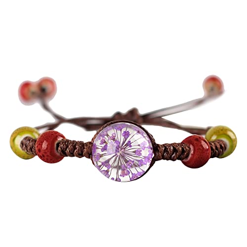 TFYSFSHN Armband aus Epoxidharz, gewebt, frische Blumen, handgewebt, getrocknete Armbänder, Box-Sets für Armband/Fußkettchen, Zinnober (Farbe: D, Größe: Einheitsgröße) (k von TFYSFSHN