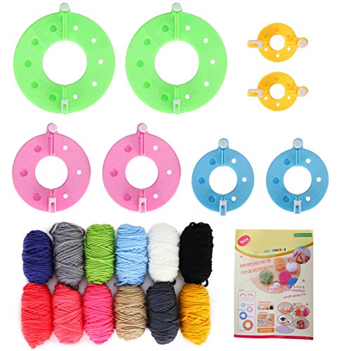 Pompom Maker Kits Bunte Fluff Ball Weaver DIY Wolle Garn Stricken Handwerk Geschenke für Kinder und Erwachsene von TGBSOG