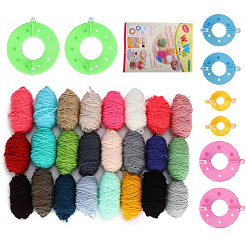 Pompom Maker Kits Buntes Wollgarn Fluff Ball Weaver DIY Stricken Handwerk Geschenke für Kinder und Erwachsene von TGBSOG