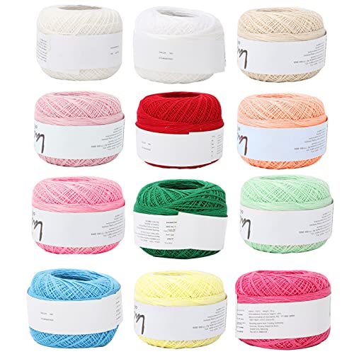 SPITZENBAUMWOLLFADEN, HANDGEHÄKELTE SOMMERSEIDE ZUM HANDWERKSTRICKEN (Set of 12 colors) von TGBSOG