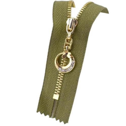 Nähen Sie den Reißverschluss, 3 Stück 3# Khaki Gold/Rot Gold/Weiß Silber Metallreißverschlüsse mit geschlossenem Ende, solide Konstruktion Metallreißverschlüsse for Nähtaschen(ArmygreenGold,30cm) von TGDGFKIAS