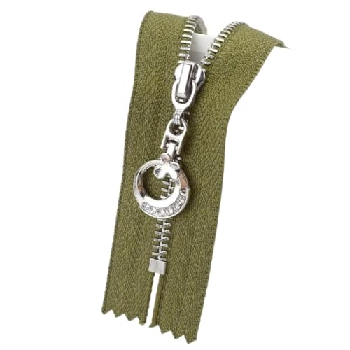 Nähen Sie den Reißverschluss, 3 Stück 3# Khaki Gold/Rot Gold/Weiß Silber Metallreißverschlüsse mit geschlossenem Ende, solide Konstruktion Metallreißverschlüsse for Nähtaschen(ArmygreenSilver,30cm) von TGDGFKIAS