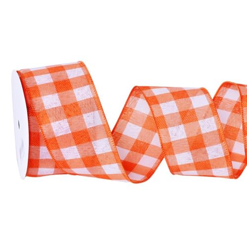 Personalisierte Bänder Geschenkband, 9m x 6,3cm Band Erntedank Verpackungsband Herbstdeko Dekoband Bastelbänder for Weihnachten, Hochzeit, Erntedeko(Orange white) von TGDGFKIAS