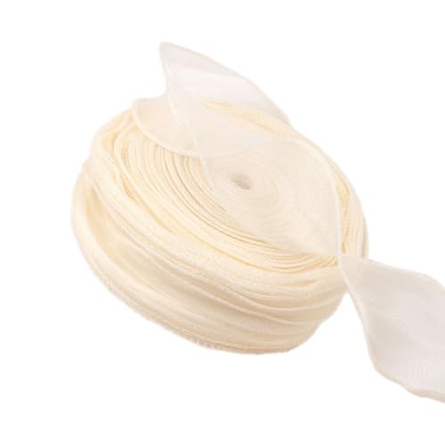 Personalisierte Bänder Geschenkband, Organzaband Dekoband 4cm x 50 Yards Dekoband Tüllband Transparent Chiffon Geschenkband(Beige) von TGDGFKIAS