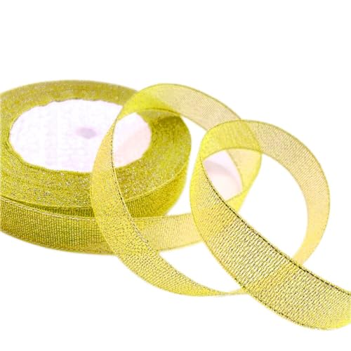 Personalisierte Bänder Geschenkband, Weihnachtsband Glitzerband Geschenkband Schleifenband Dekoband for Dekorieren und Basteln, Dekoband Bänder(Gold) von TGDGFKIAS