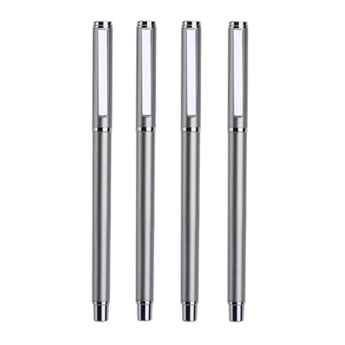 TGDGFKIAS Büro Unterschrift Stift Business Stift, 4 Stück Metall-Kugelschreiber, 1,0 mm, feine Spitze, flüssiger Gel-Tintenstift, professioneller Executive-Büro-Tintenroller(Silver) von TGDGFKIAS