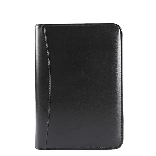 TGDGFKIAS Business Padfolio Konferenzmappe, Organizer A4 Ledertasche Business Ringbuch Business mit Reißverschluss(Black) von TGDGFKIAS