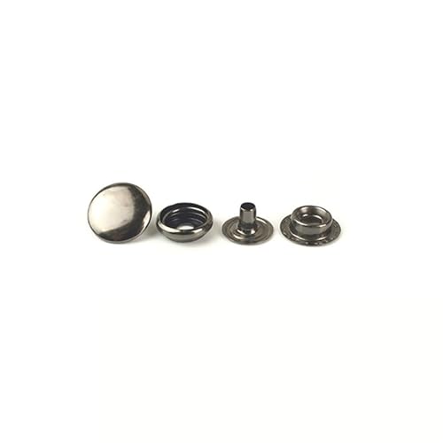 TH1000XUE Set mit 10 10 mm 12,5 mm Metalldruckknöpfen for Nähen von Knöpfen, Druckknöpfen, for Nähen von Lederhandwerk, Kleidung, Tasche, Jacke, Reparatur(Gun Black,12.5mm) von TH1000XUE