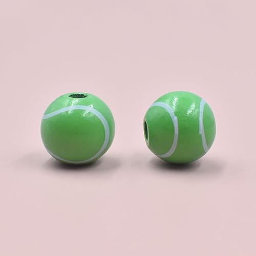 THAYLA 50 Stück 15 mm runde, bemalte Holzperlen, fußballförmige lose Perlen für Schmuckherstellung, Haare, DIY, Handwerk, handgefertigte Dekoration von THAYLA
