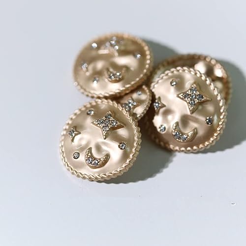 THCBD 12/24/36pcs 15/22mm Retro Strasssteine Mond Stern Dekorative Knöpfe Gold Einstellungen für Pullover Mantel Cardigan DIY Handwerk Nähzubehör von THCBD