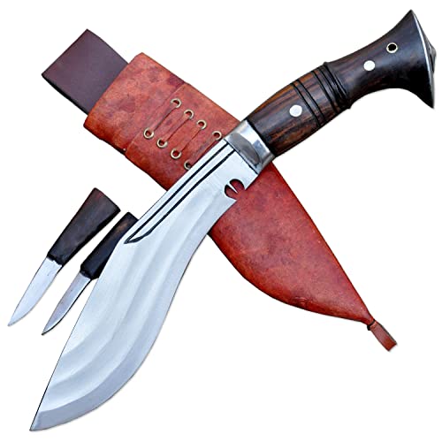 THE NEPAL 20 cm lange Klinge 3 Chirra (Fuller) Kukri-Messer-Handliches Khukuri-Messer-Full Tang-funktionierend-Authentisches Gurkha-Khukuri-Messer-Bush-Bastelmesser von THE NEPAL