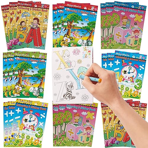 THE TWIDDLERS 24 Mini Malbücher & Aufkleber für Kinder, Jungen & Mädchen - Mitgebsel, Mitbringsel, Gastgeschenke für Kindergeburtstag & Hochzeiten, Partytüten, Multipack Give Aways von THE TWIDDLERS