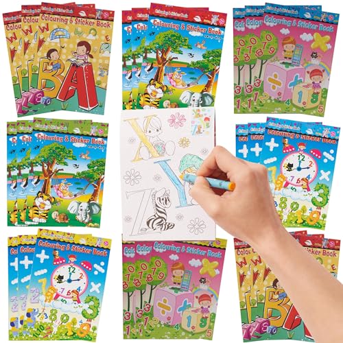 THE TWIDDLERS 72 Mini Malbücher & Aufkleber für Kinder, Jungen & Mädchen - Mitgebsel, Mitbringsel, Gastgeschenke für Kindergeburtstag & Hochzeiten, Partytüten, Multipack Give Aways von THE TWIDDLERS