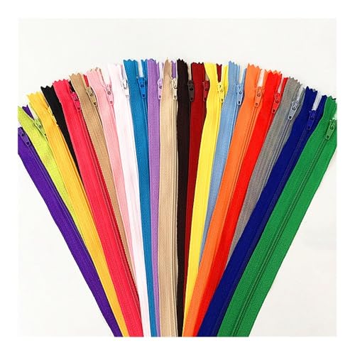 10 Stück Nylon-Spiralreißverschlüsse für Schneiderarbeiten, Kanalisation, Handwerk, Handwerker (20 Farben) (Mix, 25 cm, 25 cm) von THEDAYBABY