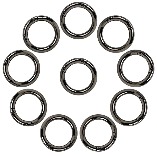 Runde Karabiner,THETAG 10 Stück 25mm Karabiner Ring Zinklegierung Runde Karabiner Für den Alltag am Rucksack oder am Schlüsselbund,DIY Handwerk Karabiner (Schwarz) von THETAG