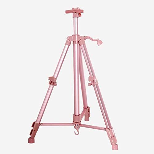 Staffelei, 153 cm, Aluminium-Staffelei, leicht, zusammenklappbar, für Künstler, Outdoor, Skizzieren, Malen (Rosa, 153 cm) von THGDERI