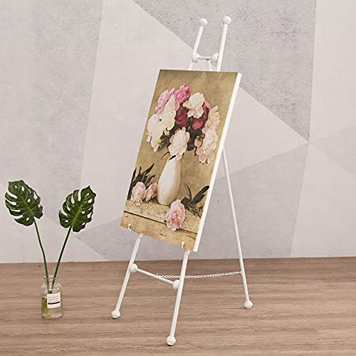 Staffelei Ständer Metall Kunst Ölgemälde Display Ständer Hochzeit Ständer Studio Staffelei für Erwachsene Bodenstehender Hochzeitsfotorahmen Geeignet für Hochzeiten, Menüs, Poster Staffelei (Weiß 120 von THGDERI