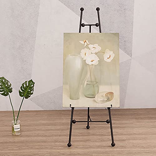 Staffelei Ständer Metall Kunst Ölgemälde Display Ständer Hochzeit Ständer Studio Staffelei für Erwachsene Bodenstehender Hochzeitsfotorahmen Geeignet für Hochzeiten, Menüs, Poster Staffelei (Schwarz von THGDERI