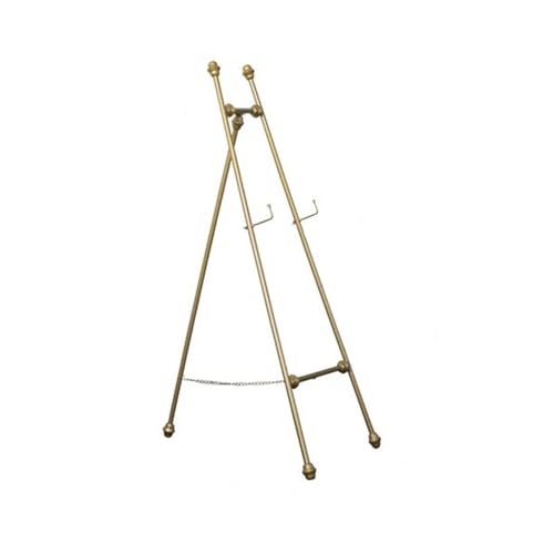 Staffelei zum Malen, Präsentations-Staffelei, Ständer, 120/150 cm hoch, goldfarbenes Metall-Staffelei, Stativ für Hochzeitsschilder und Poster, einfach zusammenklappbar, robust und leicht (Gold, 120 von THGDERI