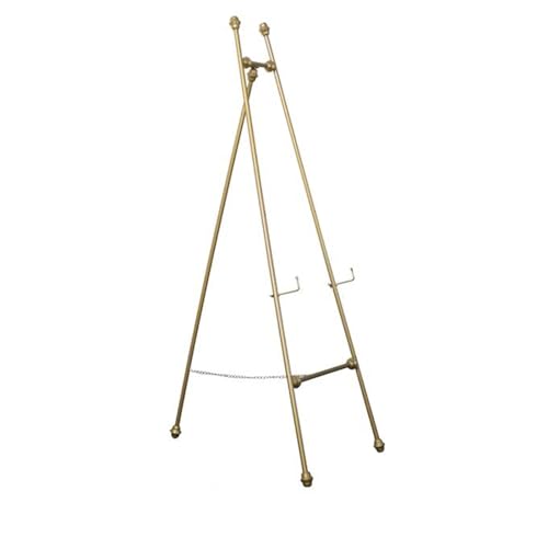 Staffelei zum Malen, Präsentations-Staffelei, Ständer, 120/150 cm hoch, goldfarbenes Metall-Staffelei, Stativ für Hochzeitsschilder und Poster, einfach zusammenklappbar, robust und leicht (Gold, 150 von THGDERI