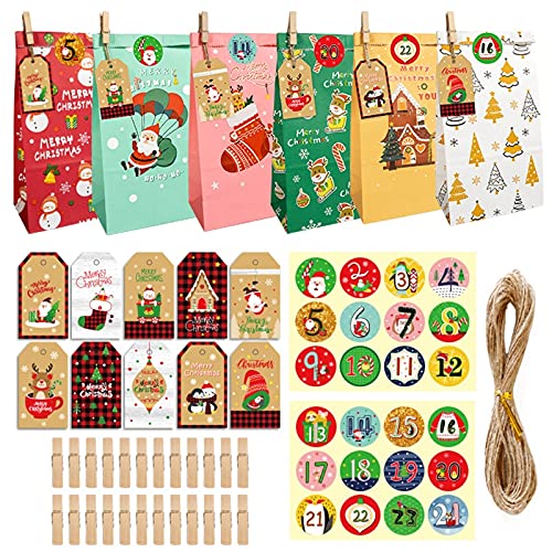 24er-Pack Geschenktüten für Kinder und Jugendliche, Papiertüten, Weihnachtssüßigkeiten, Geschenktüten, Beutel von THINCAN