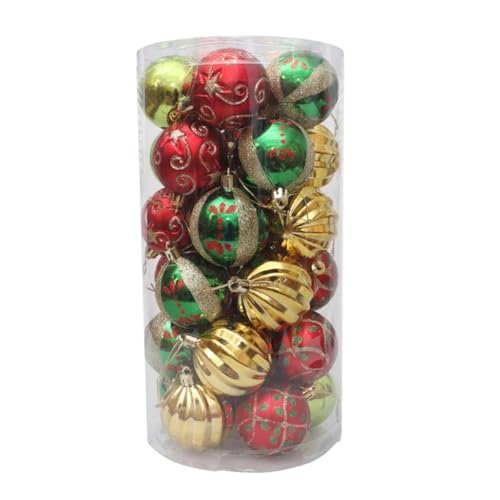 Set mit 30 bemalten Weihnachtskugel-Anhängern in Kugelform für die Weihnachtsdekoration von THINCAN