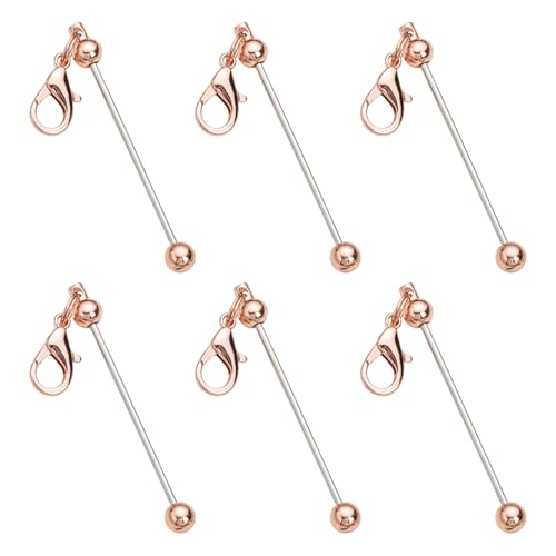 THINCAN 6 x Perlen-Schlüsselanhänger, Metall, handgefertigt, blanko, für Schlüsselanhänger, Schmuckherstellung von THINCAN