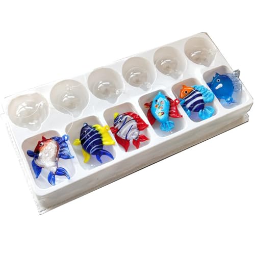 THINCAN Hängender Glasfisch, Akzent-Set mit 6 schwimmenden Deko-Charm-Anhängern für Dekorationen, Fischform, Glas, Dekoration, Hängend, Fantasie von THINCAN