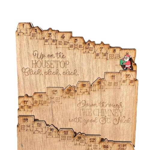 Weihnachten Advent Kalender 2023 Holz Weihnachten Santa Countdown-Kalender Decor von THINCAN