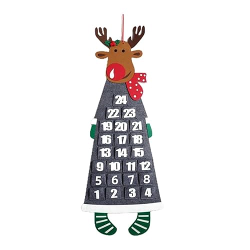 Weihnachts-Advents-Countdown-Kalender, Weihnachtsmann, Elch, Gnom, Weihnachtskalender, Ornament für die Wand, 2024, Neujahrsdekoration für zu Hause von THINCAN