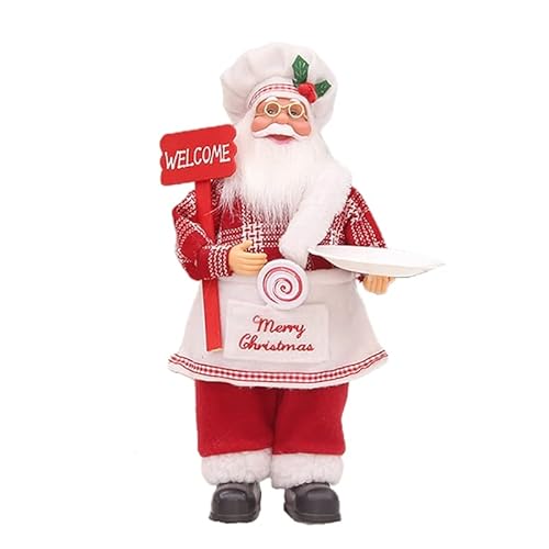 Weihnachtsmann-Figur mit Weihnachtsmann-Motiv, rot/weiß kariert, Kleidung, Puppen, Ornament für Feste, Partys, Esstischdekoration von THINCAN