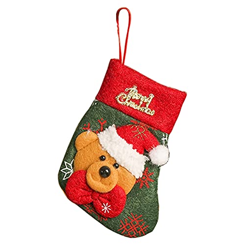 Weihnachtsstrumpfsocken, Vlies, Weihnachtsmann, Schneemann, Rentier, Geschenk, Süßigkeitentüte für den Kamin, Baum, zum Aufhängen, Weihnachtsparty-Dekor von THINCAN