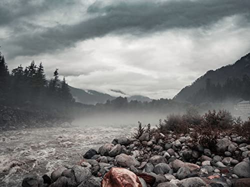 THISIT Malen nach Zahlen Erwachsene - Steine,Fluss,Nebel-40 * 50 cm Ohne Rahmen von THISIT