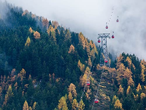 THISIT DIY Ölgemälde, Malen nach Zahlen für Erwachsene, Seilbahn,Auto,Hütten,Wald-40 * 50cm No Frame von THISIT