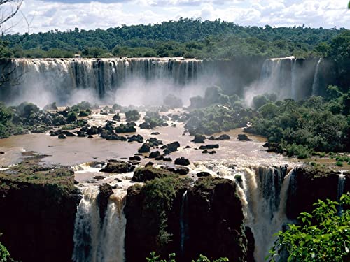 THISIT Malen Nach Zahlen Erwachsene,Wasserfälle,Brasilien,Steine,Bäume,Iguassu-Fälle-16 x 20 Zoll mit Rahmen von THISIT