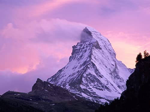 THISIT Malen Nach Zahlen Erwachsene Faltenfreie Leinwand,Wind,Scherung,Matterhorn,Schweiz-40 * 50 cm Ohne Rahmen von THISIT