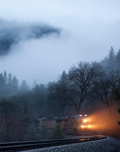 THISIT Malen Nach Zahlen Erwachsene inklusive Pinsel,Zug,Nebel,Eisenbahn-40 * 50 cm mit Rahmen von THISIT