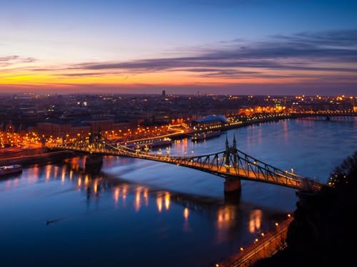 THISIT Malen nach Zahlen für Erwachsene, Budapest, Ungarn, Nacht, Stadt-40 * 50 cm mit Rahmen von THISIT