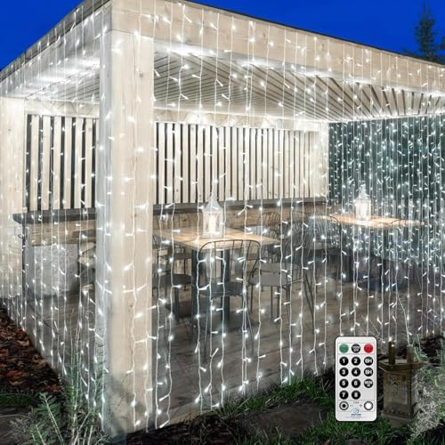 THKFUL 20 x 6,6 Fuß Solar-Lichternetz, Weihnachts-Netzlichter für den Außenbereich für Büsche, große Außennetzlichter, Solar-Weihnachtsbaumlichter für den Garten, wasserdicht mit Fernbedienung(weiß) von THKFUL