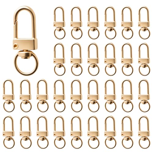 Karabiner gold, Zinklegierung Spring Snap Haken Robuste Metall Karabinerhaken für Taschen Rucksäcke Schlüsselanhänger Outdoor Zubehör 30 Stück Zinklegierung Haken für DIY Handtasche Keychain von THKO